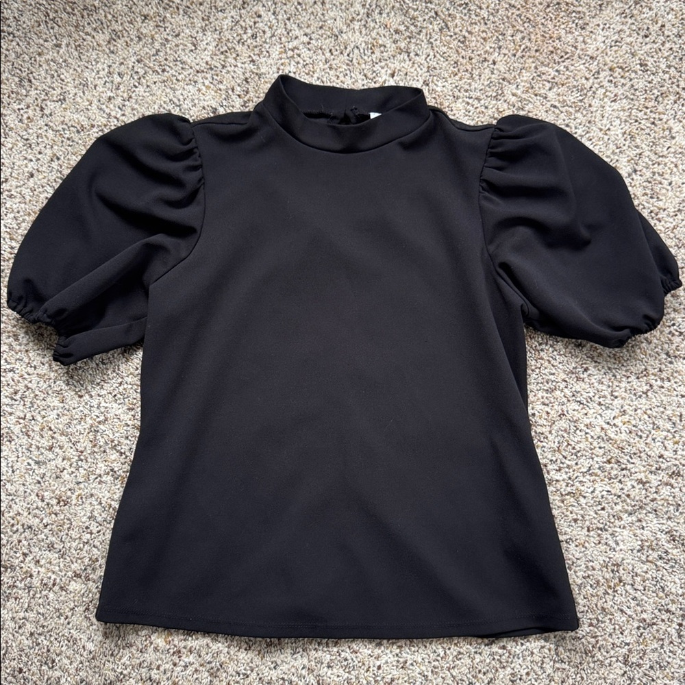 Black Puff Sleeve Top